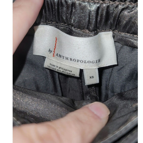 Anthropologie Satin Cargo Joggers in Carbon Gray Shimmer, sz XS - Picture 6 of 16
